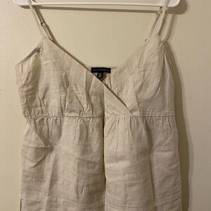 Saks‎ Fifth Avenue Cream Linen Blend Spaghetti Strap Top Size Medium